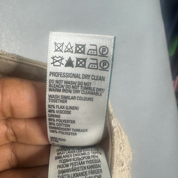 M‎ & S Shorts Womens 22 Tan Eyelet Linen 3in Inseam Summer Neutral Plus Size - Picture 5 of 11